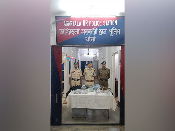 Unclaimed backpacks containing pistols found in Tripura Sundari Express in Agartala (Photo/ANI)