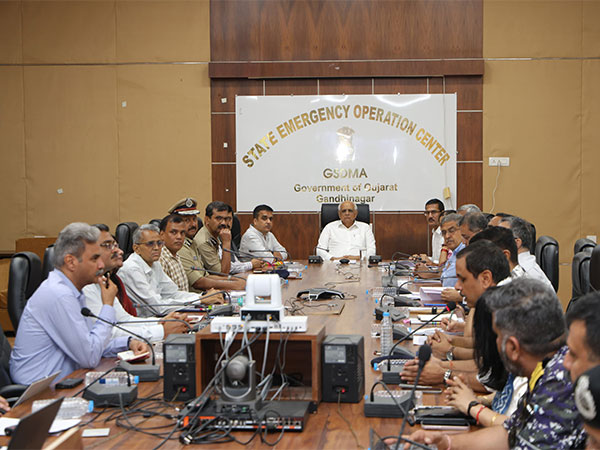 Gujarat Chief Minister Bhupendra Patel along with other officials (Photo/ANI)