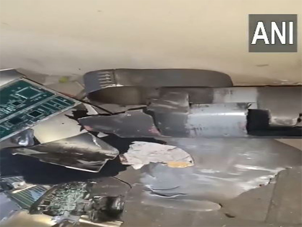 Parts of a Pakistan drone recovered after a blast in Kanganiwal village in Rural Jalandhar (Photo/ANI)