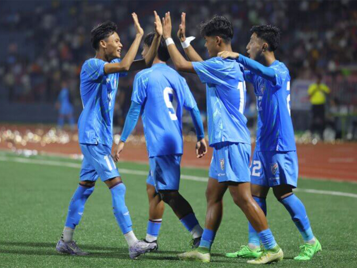 Team India celebrating. (Photo- AIFF Media)