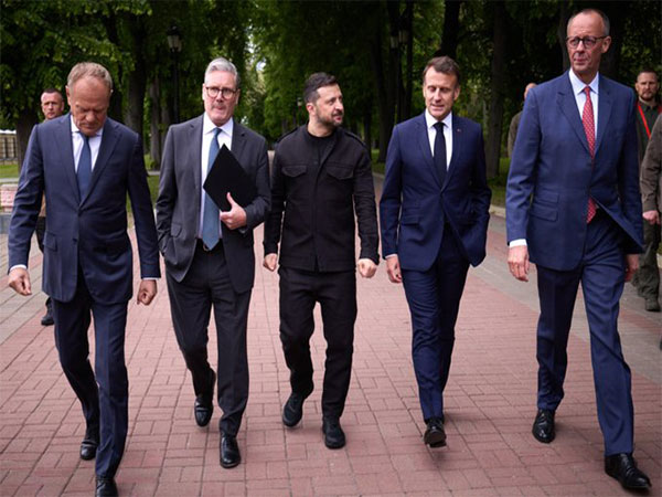 Ukrainian President Volodymyr Zelenskyy with Polish PM Donald Tusk, UK PM Keir Starmer, French President Emmanuel Macron and German Chancellor Friedrich Merz (Photo/@ZelenskyyUa)