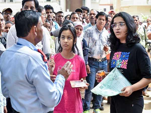 A file photo of candidates at a CUET -UG exam centre in New Delhi in May 2024. (Photo/ANI)