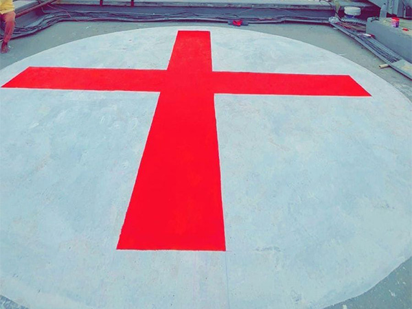 Red cross markings on the roof of a Delhi hospital. (Photo/ANI)