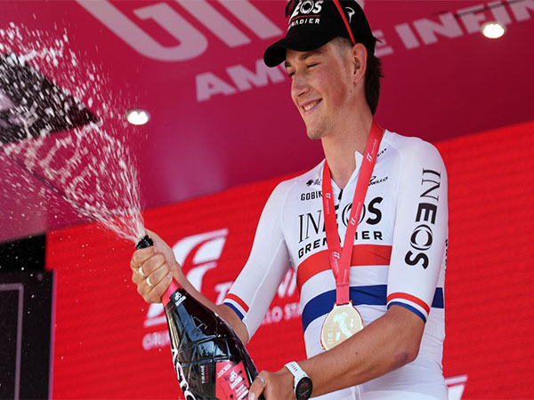 Joshua Tarling celebrates after winning Giro d'Italia (Image: Giro d'Italia/MotoGP)