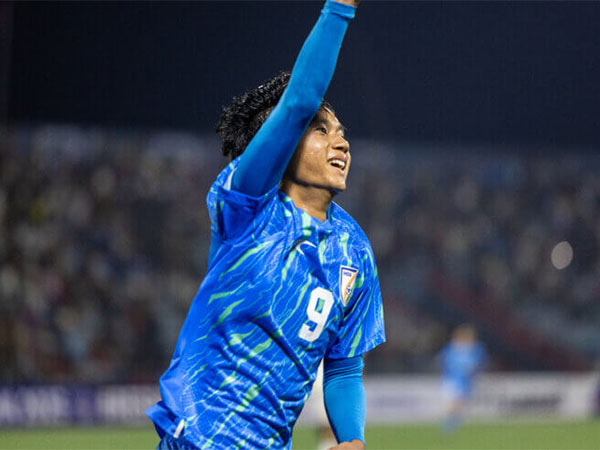 Omang Dodum's celebration after scoring goal against Sri Lanka in SAFF U19 Championship (Image: AIFF media)