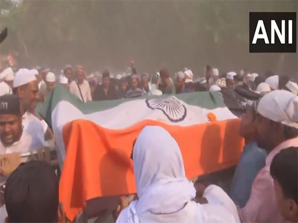 Last rites of BSF Sub-Inspector Mohammed Imteyaz performed at his native village.  (Photo/ANI)
