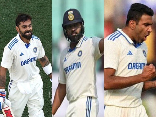 Rohit Sharma, Virat Kohli and Ravichandran Ashwin (Photo: ICC/Gautam Gambhir X) 