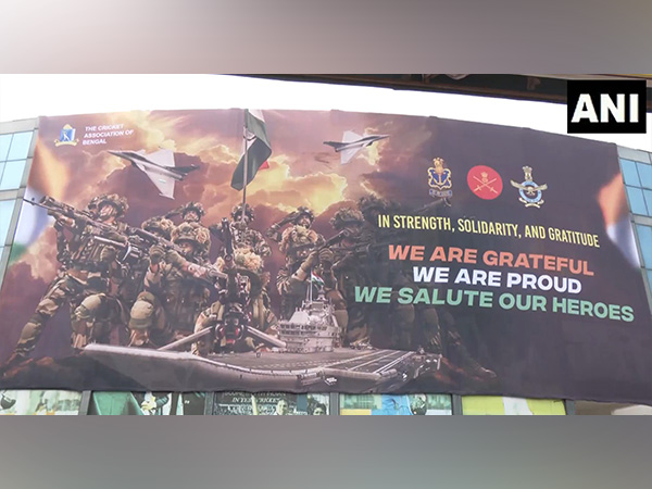 
     Poster at Eden Gardens expresses gratitude to Armed Forces 
    