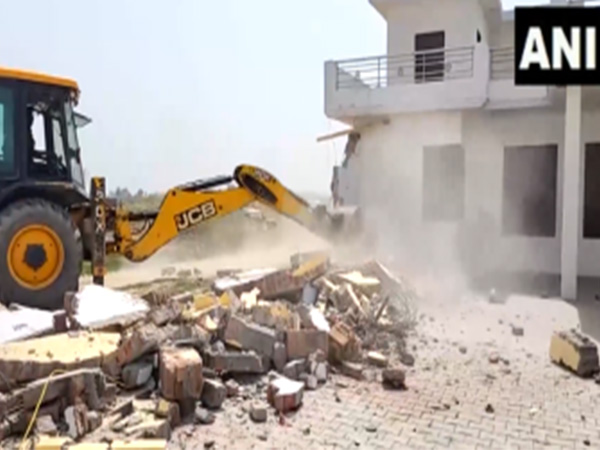 Demolition drive conducted at the illegal property of a drug peddler (Photo/ANI) 