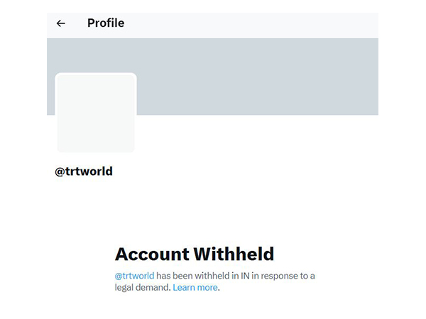 TRT World Account withheld in India (Photo/ X)