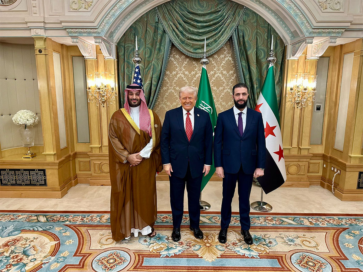 US President Donald Trump with Saudi Crown Prince Mohammed bin Salman, Syria's interim President Ahmad al-Sharaa(Photo/X@PressSec)