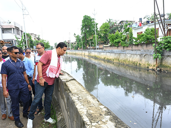 Assam Minister Jayanta Mallabaruah inspects desiltation works across Guwahati (Photo/ANI)