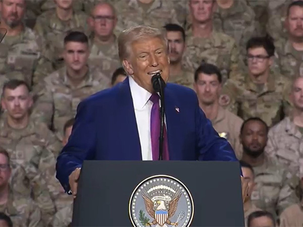 President Trump speaks to US troops in Doha, says India and Pakistan were happy with his push for trade over war. (Photo: White House)