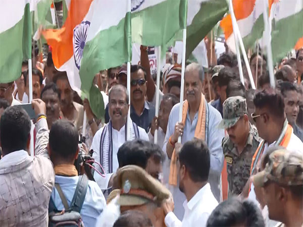 Union Minister Dharmendra Pradhan leads the Tiranga Yatra rally (File Photo/ANI)