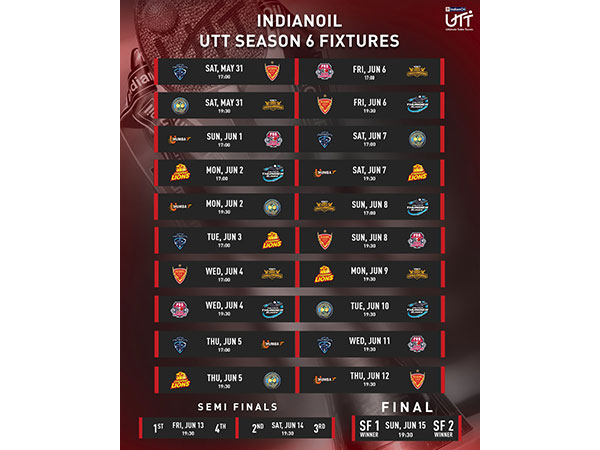 The fixtures for UTT season six. (Photo- UTT)