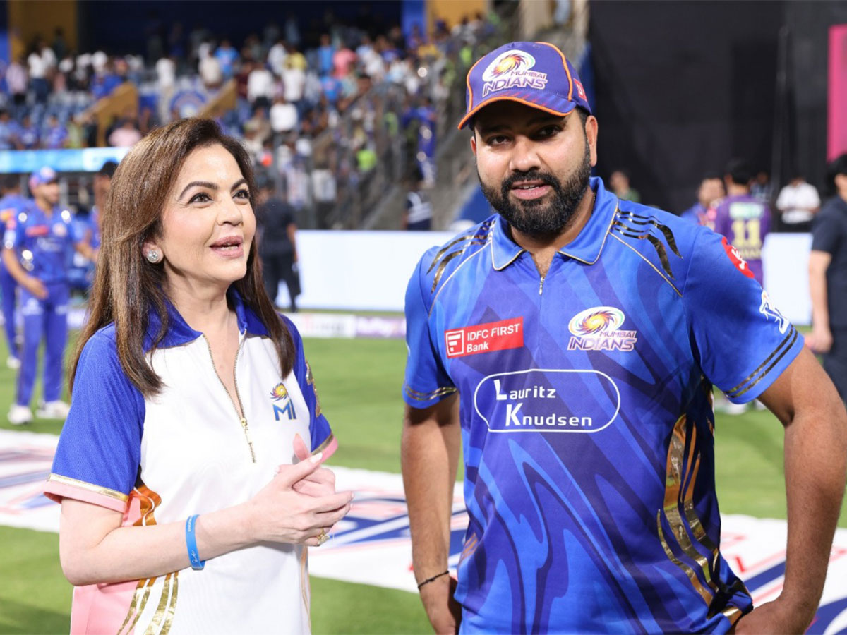 Nita Ambani (left) Rohit Sharma (right). (File Photo: Reliance Foundation)