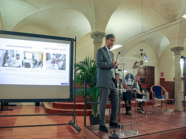 Sharjah Arabic Language Academy presents initiatives to promote Arabic in Western academia at Milan festival. (Photo: WAM)