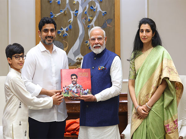 Brahmani Nara meets PM Modi with husband Nara Lokesh and son Devaansh in Delhi (Photo/@brahmaninara))