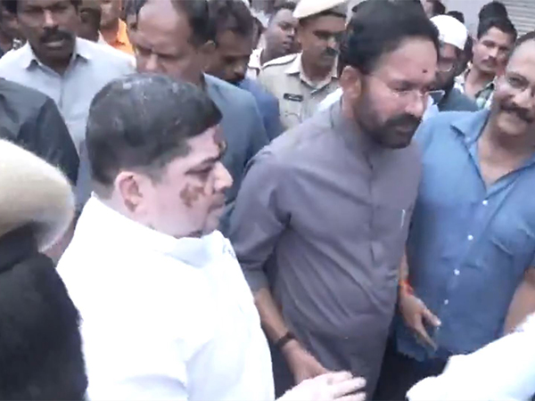 Union Minister G Kishan Reddy and Telangana Minister Poonam Prabhakar reach Hyderabad’s Gulzar House (Photo/ANI)