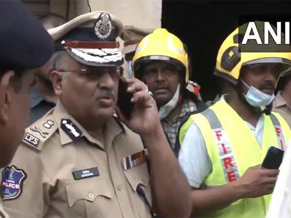 Telangana DGP Jitender at Gulzar House near Charminar, the site of the massive fire (Photo/X)