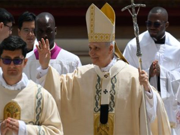 Pope Leo XIV at his inaugural mass(Photo/X@VaticanNews)