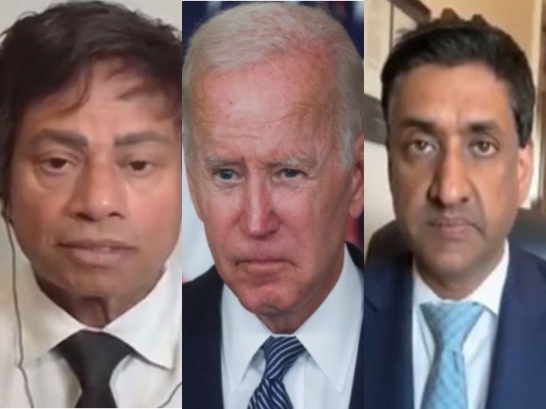 US Congressman Shri Thanedar (left), former US President Joe Biden (middle), US Congressman Ro Khanna (Image Credit: Reuters, ANI)