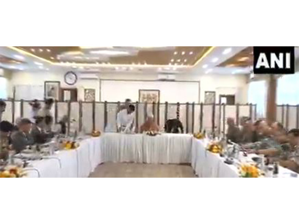 Jammu and Kashmir LG Manoj Sinha chairs meeting of unified command at Raj Bhawan (Photo/ANI) 