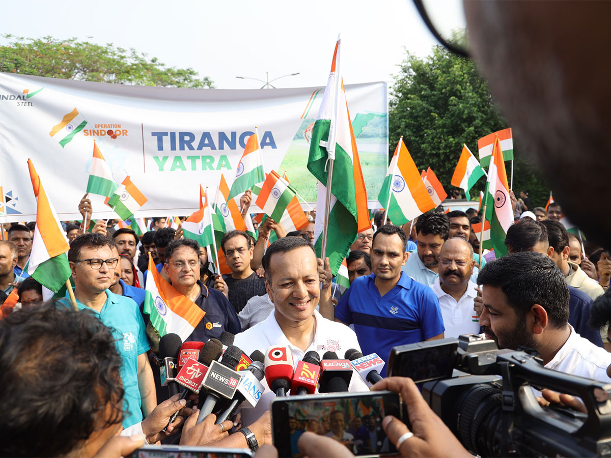 Loksabha MP of Kurukshetra (Haryana) and the Chairman of Jindal Steel Naveen Jindal leads the Tiranga Yatra at Angul in Odisha.