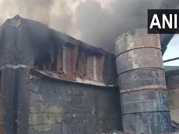 Fire breaks out at factory in Ujhani in UP's Badaun district (Photo/ANI)