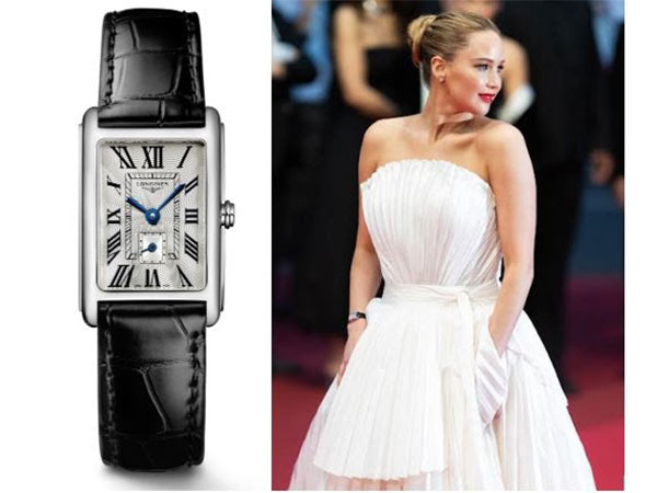 Jennifer Lawrence, Longines Ambassador of Elegance, graced the 78th Cannes Film Festival premiere of Die My Love wearing a Longines DolceVita watch, ref. L5.255.4.71.0.