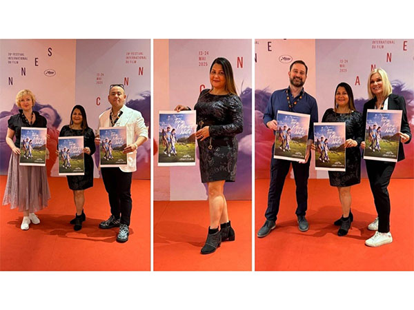 Indian producer Chanda Patel unveils poster of Tera Mera Nata at 78th Cannes Film Festival 2025.