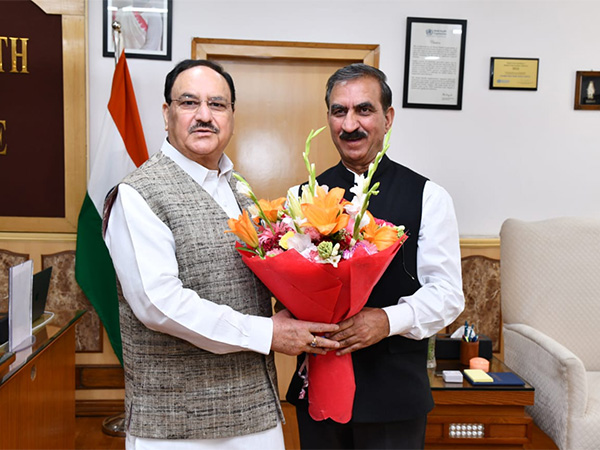 Union Health Minister J P Nadda with Himachal CM Sukhu on Thursday. (Photo/ANI)