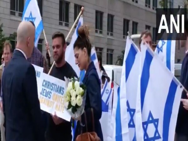 People mourning the death of Israeli diplomats in the US (Photo/ANI)