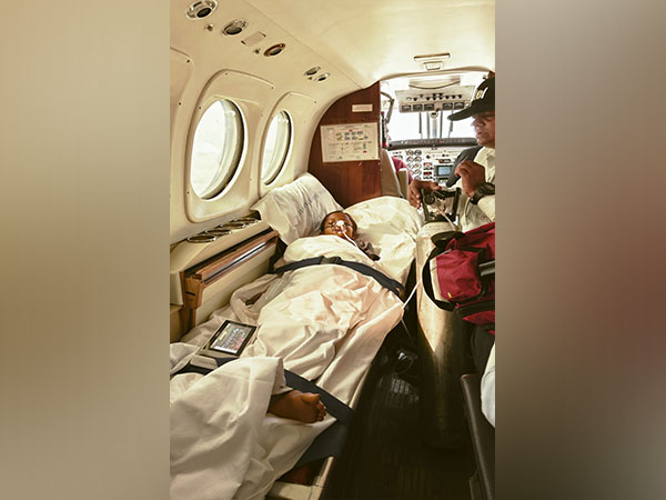 Girl being airlifted to Delhi via PM Sri Air Ambulance (Photo / Minister Sarang office)
