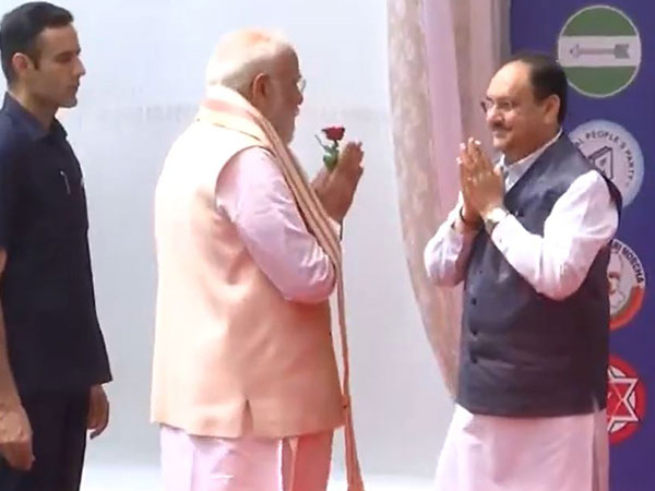 Prime Minister Narendra welcomed by BJP National President JP Nadda. (Photo/ANI) Prime Minister Narendra welcomed by BJP National President JP Nadda. (Photo/ANI)