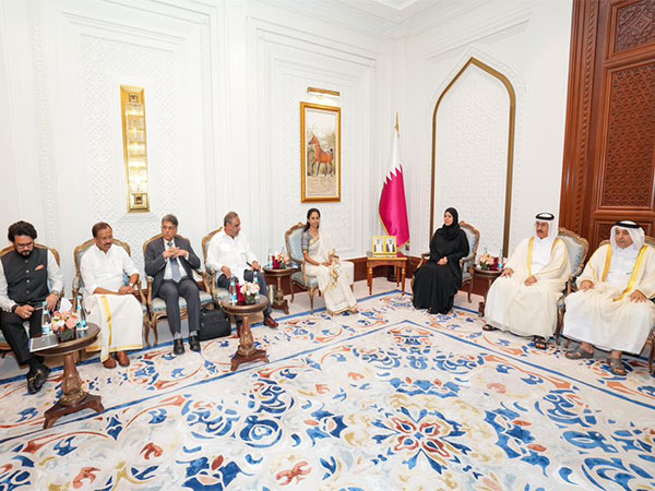 Supriya Sule led all-party delegation meets Qatar's Deputy Speaker of the Shura Council (Photo: Manish Tewari/X)