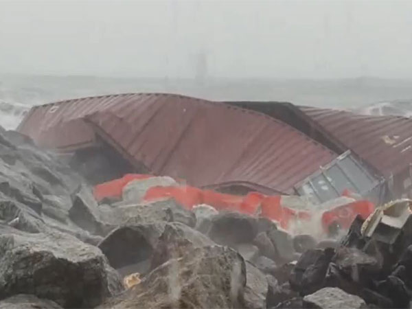 Containers on the Kollam shore. (Photo/ANI)