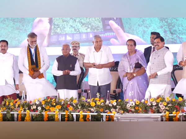 Vice President Jagdeep Dhankar performing the Bhoomi Pujan and inauguration of development works (Photo / ANI) 