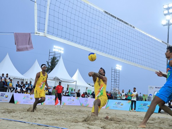 Beach volleyball players in action during Khelo India Beach Games 2025 (Image: SAI media)