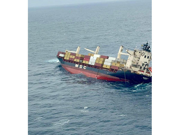 Liberian container vessel MV MSC ELSA 3, which sinked on May 25. (Photo/IndianCoastGuardX) Liberian container vessel MV MSC ELSA 3, which sinked on May 25. (Photo/IndianCoastGuardX)