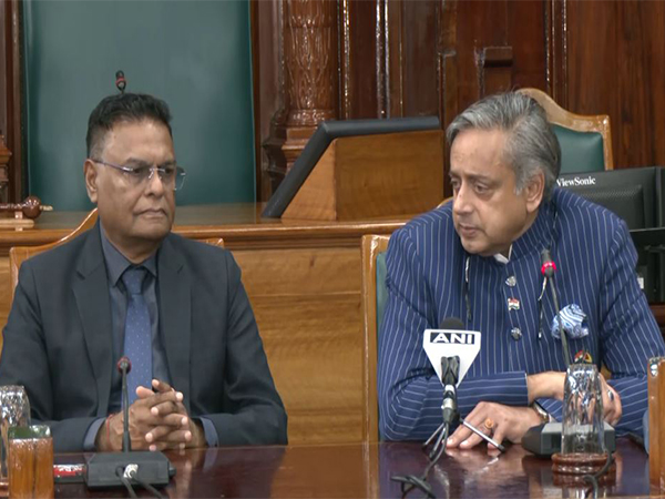 Guyana National Assembly Speaker Manzoor Nadir and all-party delegation leader Congress MP Shashi Tharoor (Photo/ ANI)