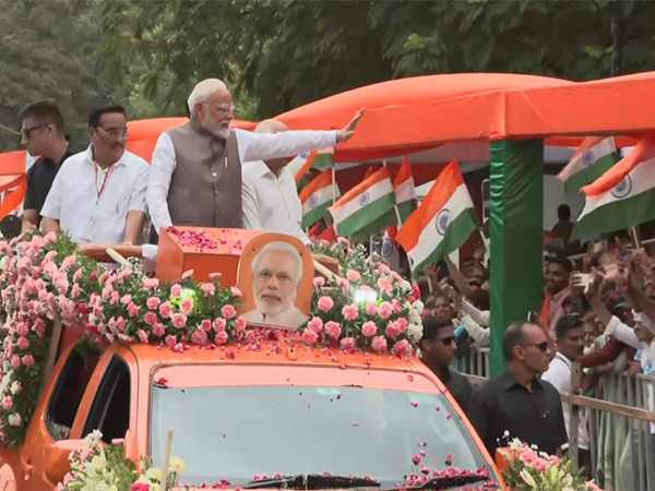 PM Modi holds road show in Gandhinagar (Photo: ANI)