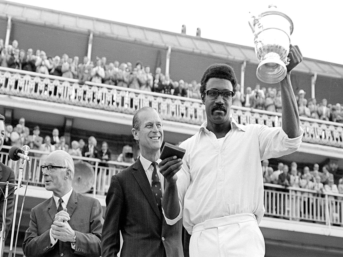 West Indies legend Clive Lloyd lifting 1975 ICC World Cup (Image: CWI media)