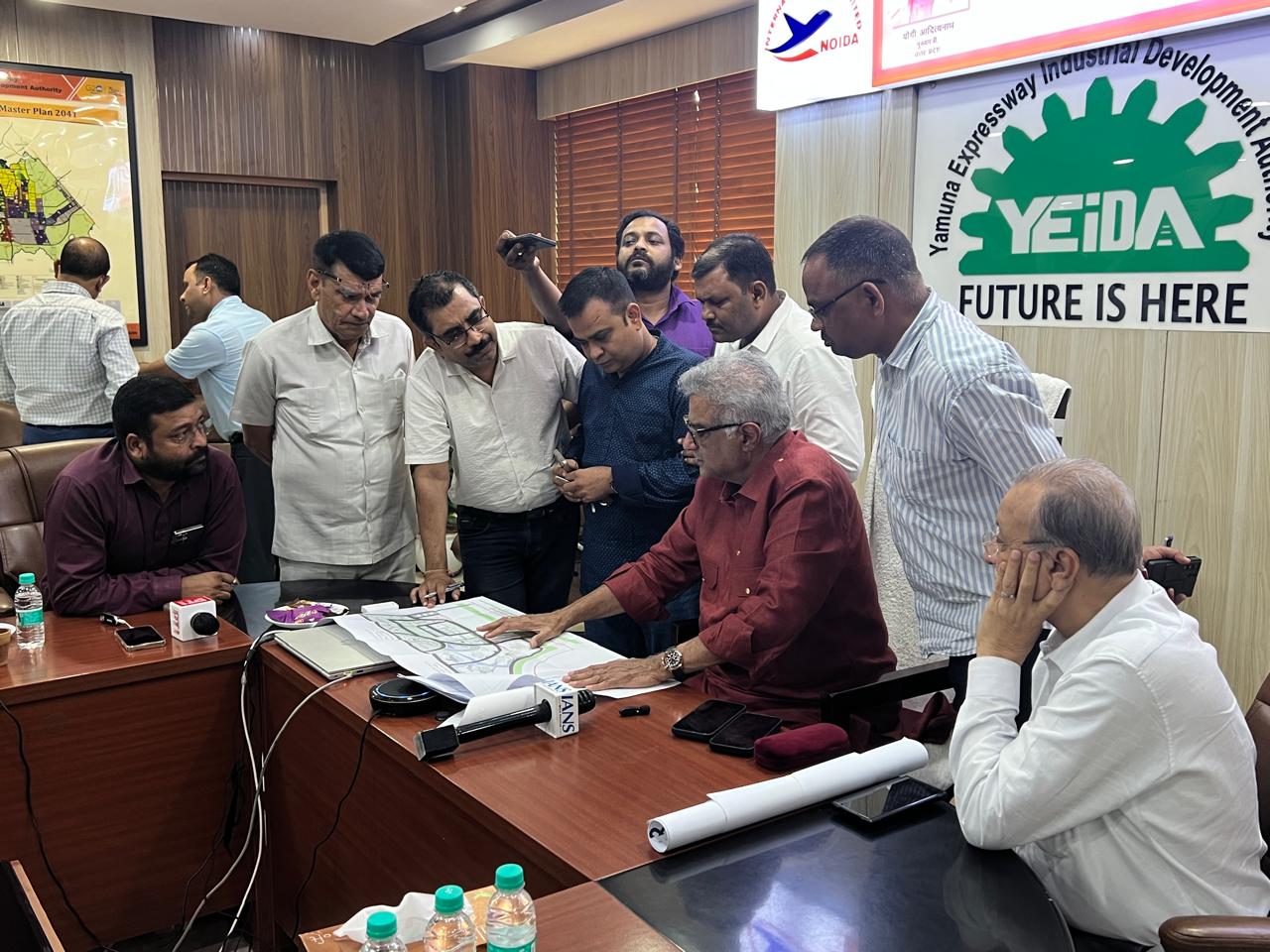Producer Boney Kapoor with YIEDA officials. (Image Source: YEIDA press note) Producer Boney Kapoor with YIEDA officials. (Image Source: YEIDA press note)
