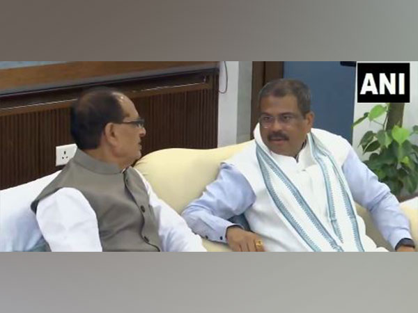 Union Minister Dharmendra Pradhan meets Union Minister Shivraj Singh Chouhan (Photo/ANI)