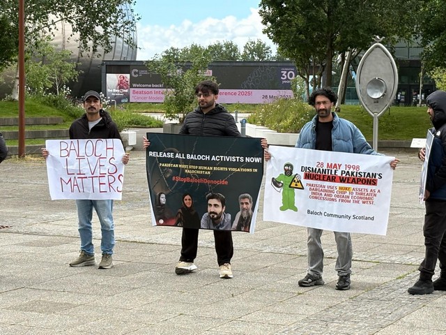 Baloch community protests in Scotland (Photo/ ANI) Baloch community protests in Scotland (Photo/ ANI)
