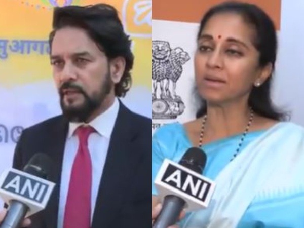BJP MP Anurag Thakur and NCP-SCP MP Supriya Sule (Photo/ANI)
