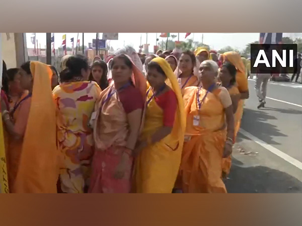 Women at PM Modi's programme venue in Bhopal (Photo/ANI)