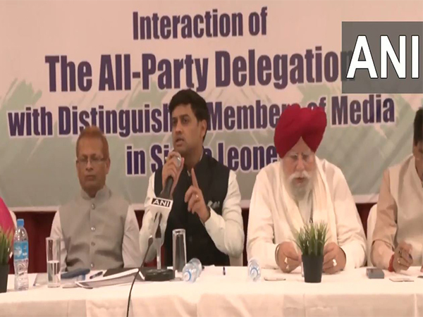 Interaction of all-party delegation lead by Shrikant Shinde in Sierra Leone. (Photo/ANI)