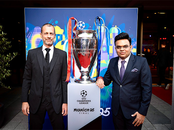 UEFA President Aleksander Čeferin (L) and ICC chairman Jay Shah (R) (Photo: X/@JayShah)